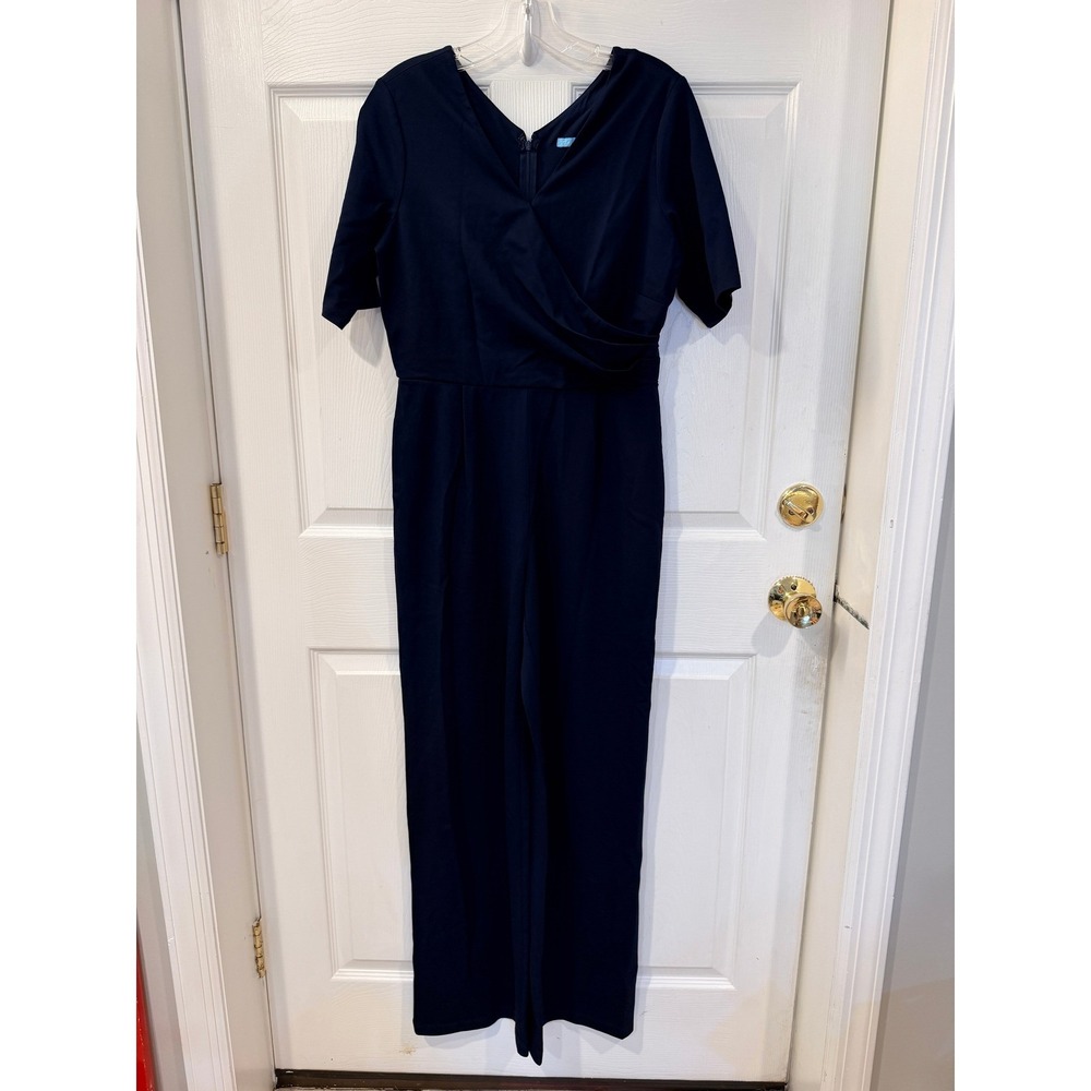 J.McLaughlin Nicole Jumpsuit Navy Blue V-Neck Wrap Front Short Sleeve Small NEW